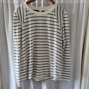 Striped Long Sleeve Top - Navy and White